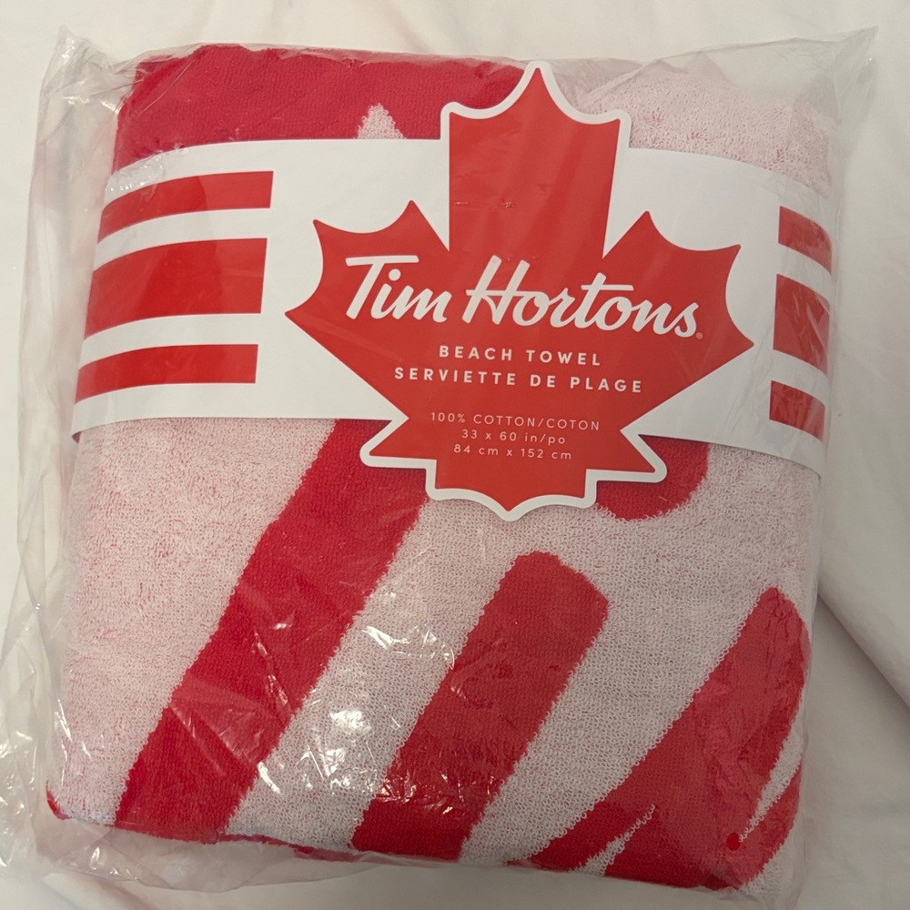 Tim Hortons Red and White Beach Towel